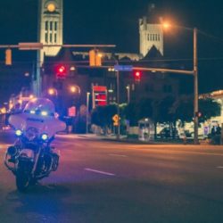 Police motorbike on the street.