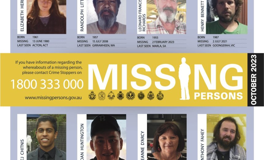 In Australia there are over 2,500 people listed as a long term missing person.
